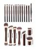 22-teiliges professionelles Make-up-Pinsel-Set, inklusive einer Samt-Aufbewahrungstasche, 20 weiche lange Aluminiumrohr-Pinsel + 2 Puderschwämme