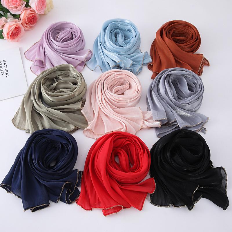 2026 Nuovi Arrivi Sciarpa Hijab Pieghettata in Seta con Perline per Donne Sciarpe e Copricapi per il Ramadan Hijab Semplici da Donna Estivi Turbante Islamico