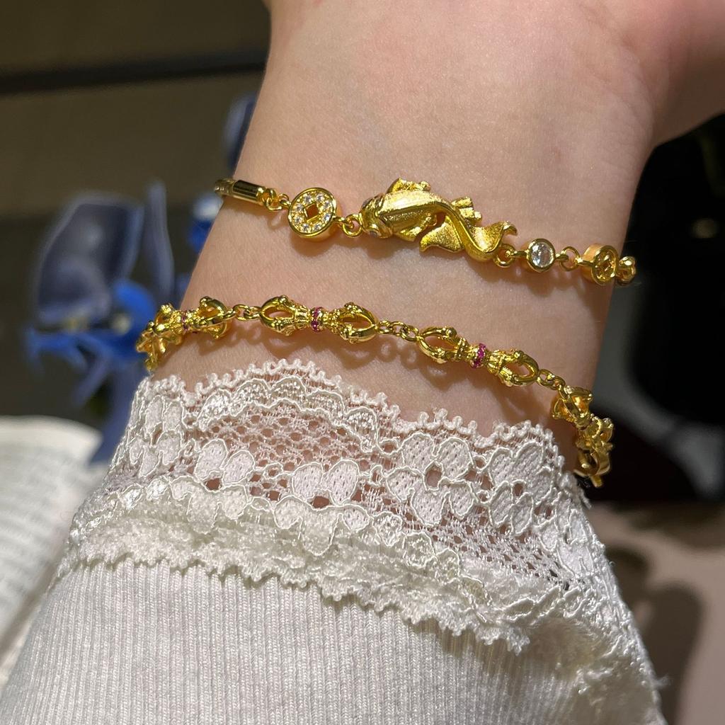 There Are Fish Brushed, Koi Recruited Rice Necklace, Bracelet, And National Tide Style High-End Temperament Jewelry Set.