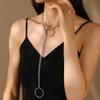 Punk Style Metal Chain Cat's Ear Long Pendant Couple Necklace for Women Men Personality Hip Hop Rock Party Collar Jewelry Gift
