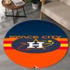 Neon Lights Houston Logo Round Rug for Livingroom,Bedroom, Palyroom, Chair Rug, Area rug, Circle Carpet, Large Size Fan Christmas gift