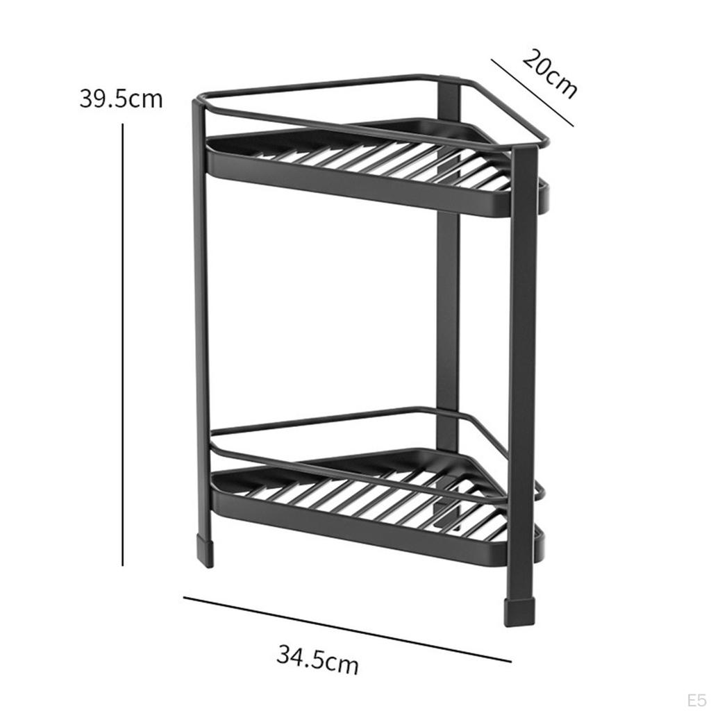 Bathroom Shelf Organizer Holder Durable Freestanding Double Tier for Corner Seam