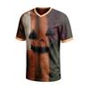 Men's Short Sleeve V-Neck T-Shirt with Halloween Print for Casual Daily Wear