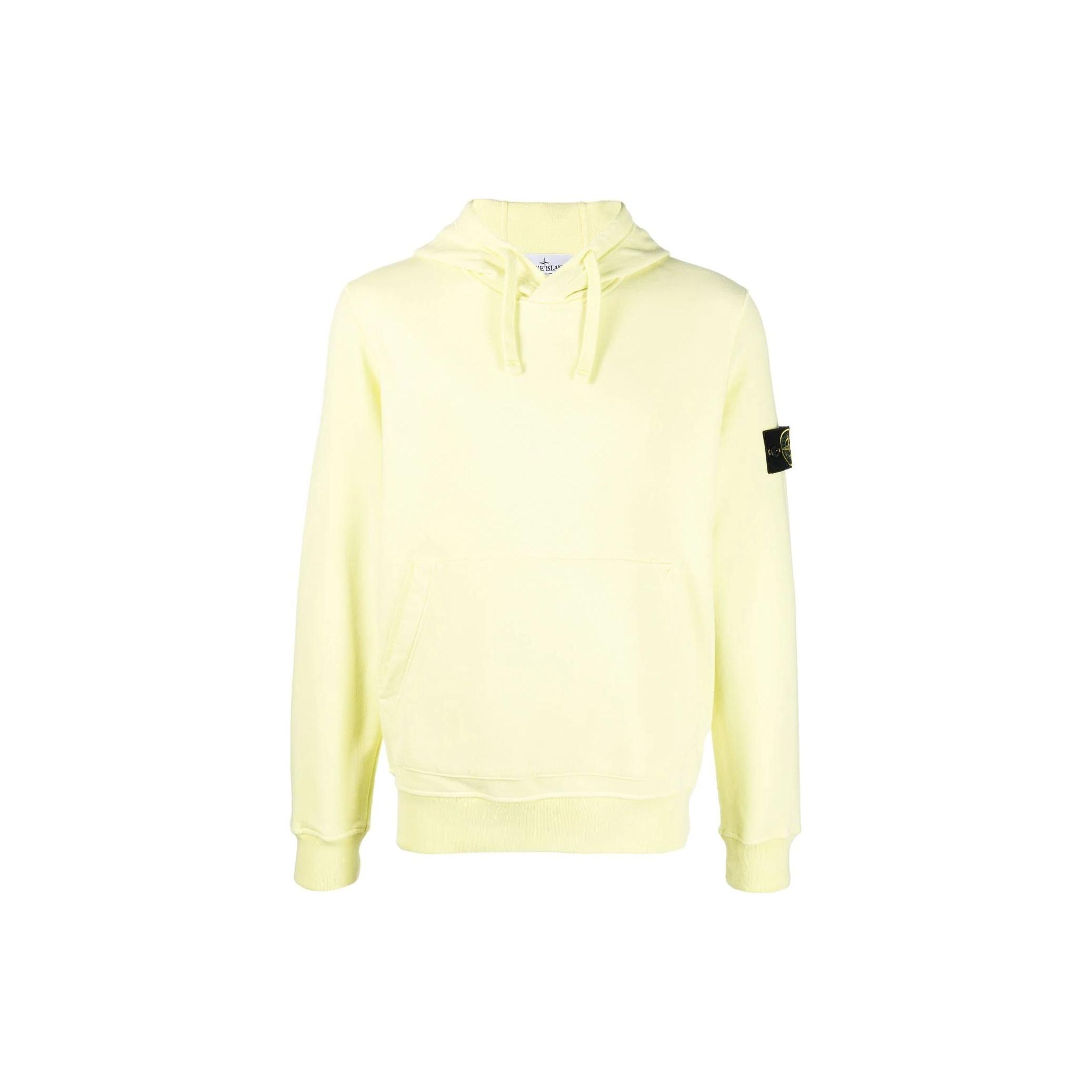 Stone Island Zomer22 Effen Kleur Kangoeroezak Logo Pullover Sweatshirt Heren sweatshirt Citroengeel 771564120-V0031 L