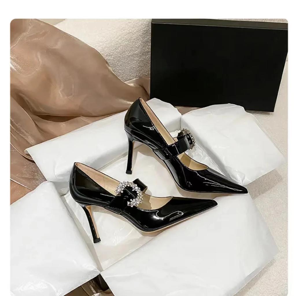 Fashion Patent Leather High Heels Mary Janes Woman Spring Elegant Square Toe Women's Pumps Red Office Ladies Shoes