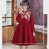 2024 Girls' Long-Sleeved Velvet Cheongsam - Red Chinese-Style Tang Dress