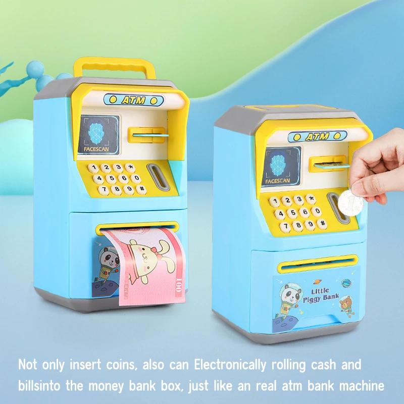 Bancnotă ATM Drăguță Desenată cu Deblocare Facială Amprentă Cutie de Siguranță Cutie Muzicală Educativă pentru Monede pentru Copii Învățare Distractivă