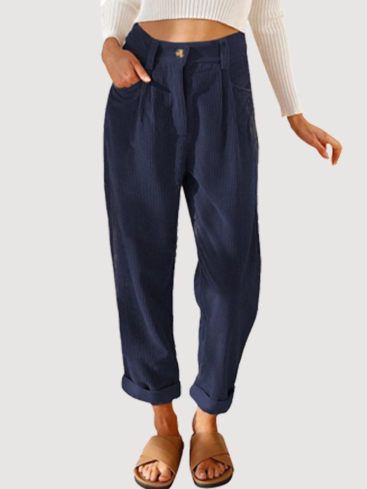 2025 Spring & Autumn Women's Corduroy Harem Cigarette Pants - Retro, Cropped, Casual Style.