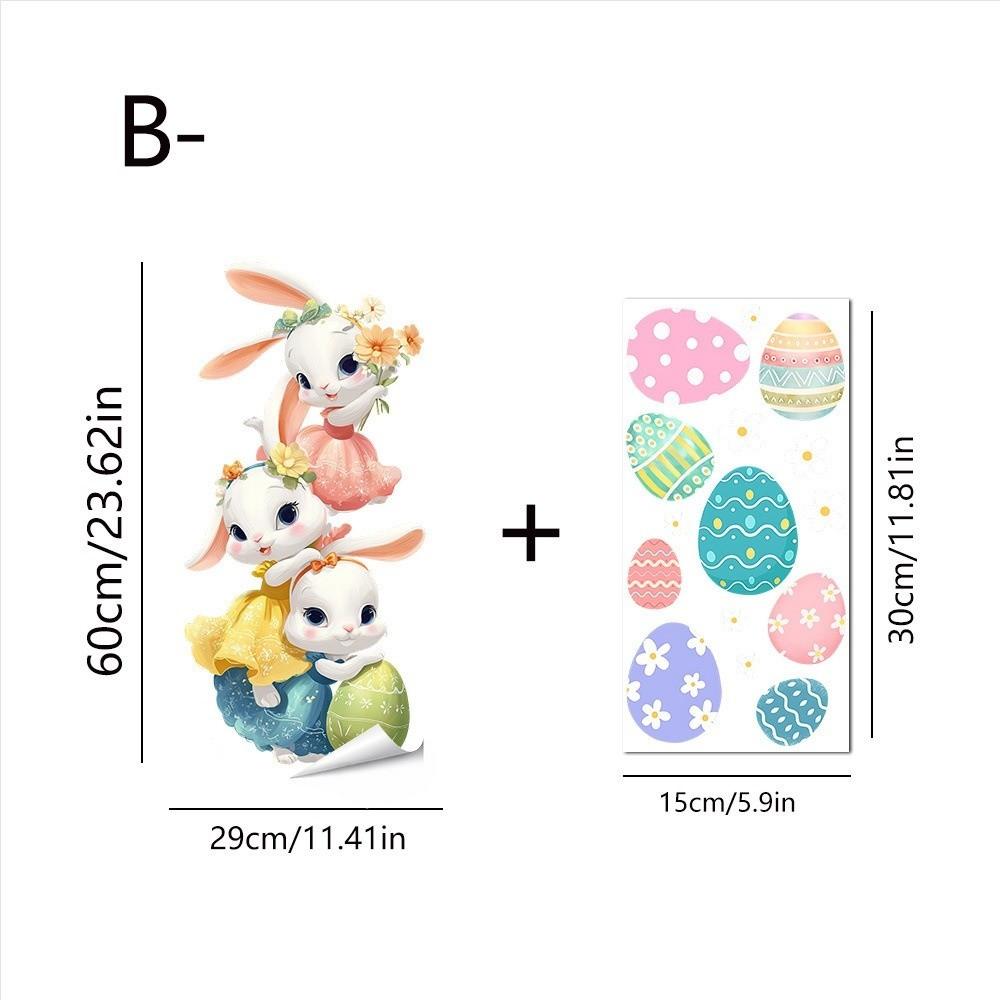 New Easter Flower Rabbit Sticker Self-Adhesive Waterproof Wall Stickers Removable PVC Festival Party Sticker Wall Decoration
