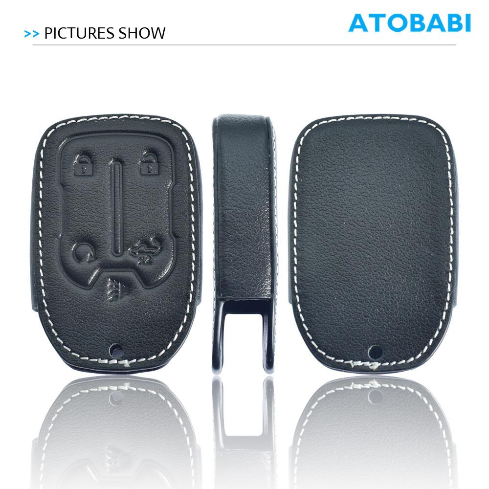Leather Car Key Case Smart Remote Control Fobs Cover For Gmc Terrain Acadia Sierra Yukon Chevrolet Silverado Suburban Tahoe