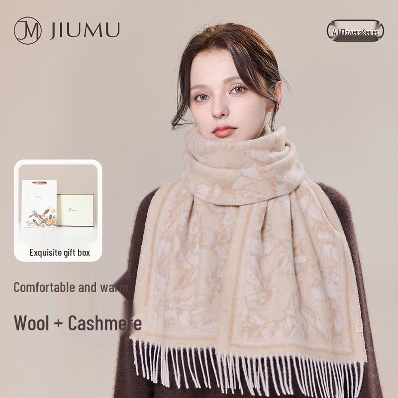 JIUMU Women s Jacquard Knit Wool Scarf One Size