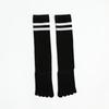 3 Pairs Long Black White Calf Socks Five Finger Cotton Stockings For Women Girls Striped Split Toe Sport Knee Socks Five Fingers