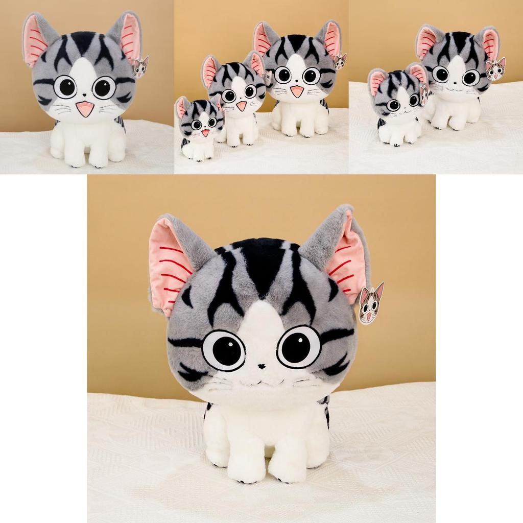 Cute Cheese Cat Cartoon Lovely Cat Plush Doll Healing Kitten Stuffed Toy Gift For Girls Birthday Girlfriend 45cm