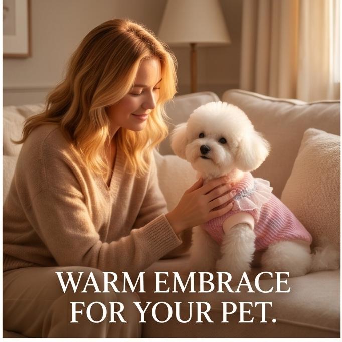Pull Tricoté pour Chien avec Bordure en Dentelle Vêtements Chauds Automne Hiver pour Petits Chiens Teddy Bichon Spitz Pomeranian Gilet Confortable pour Animaux de Compagnie pour un Usage Quotidien
