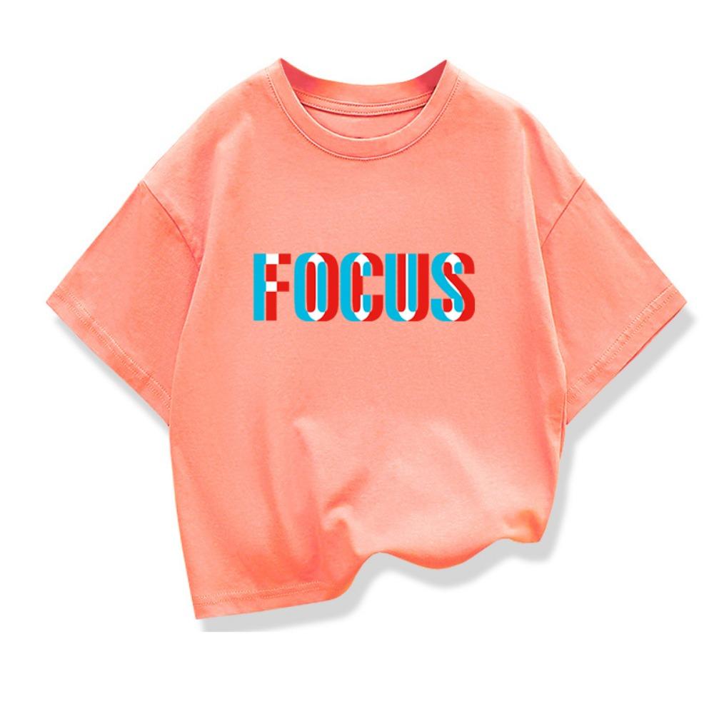 High-quality Casual Sports Loose Oversized Funny Focus Printing Boy Round Neck Short-sleeved Girl T-shirt Top
