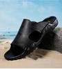Ciabatte da Uomo in Pelle di Mucca Stile Coreano Open-Toe, Scarpe da Spiaggia Traspiranti, Design Bidirezionale, Taglie 38-52.