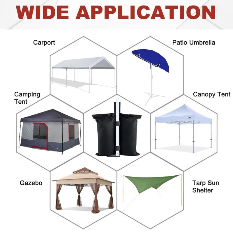 Fillable Tent Weight Bags 4 Pack for Camping Shelter Use, Yard Shade Hold and Added Ground Support Around Tents