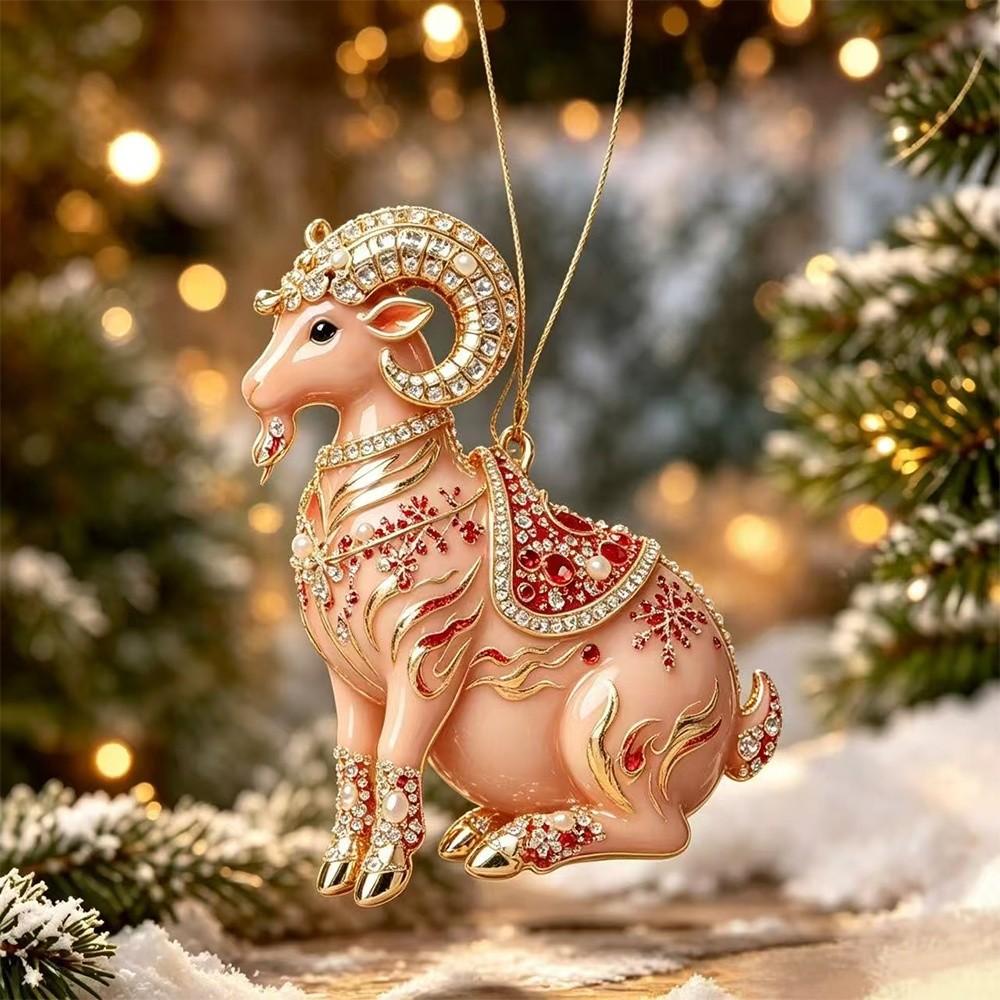 Acrylic Goat Pendant Shining Animal Hanging Decoration Zodiac Goat Souvenir  Holiday Party Decor