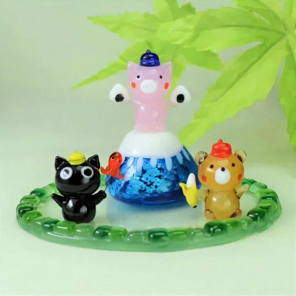 Four Cart Cute Handmade Glass Mt. Fuji Stage