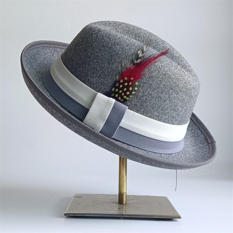 Beiger Fedora Retro Herren Frühlingshut Unisex Herren Hut mit Schleife Damen Hut mit gebogener Krempe Breiter Rand Sonnenhut Strohhut Strandhut Sombrero Hombre 55 -58cm black