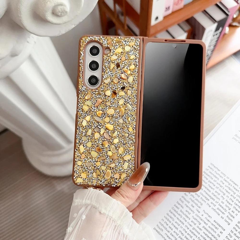 Squisita Custodia per Telefono Antiurto Glitterata con Diamanti Ribaltabile per Samsung Galaxy Z Fold 7 6 5 4 3 Materiale TPU Protettore Copertura Mobile