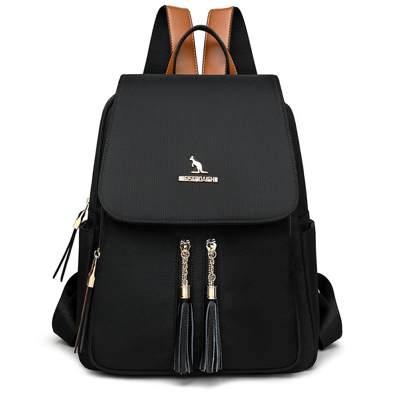 

Solid Chains Tassel Zipper Hasp High Capacity Oxford Backpacks 2026 Fashi Ladies Bag Mochila Mujer Bolsos De Señora чорний