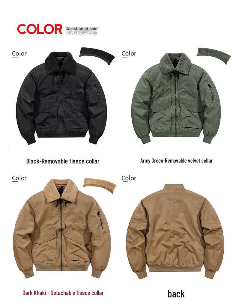 Men's Winter Warm Cotton Jacket with Detachable Fur Collar