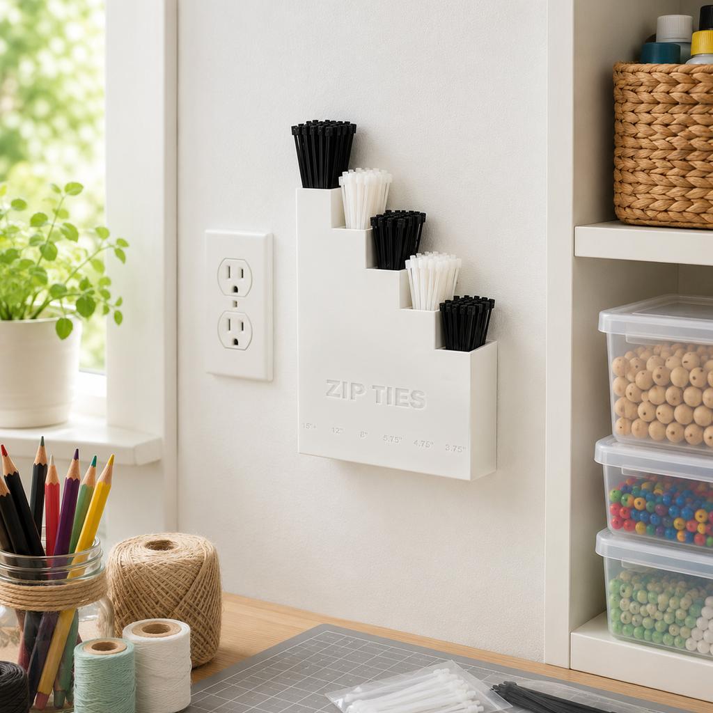 Wall Mount Zip Tie Rack for Cable Management Storage