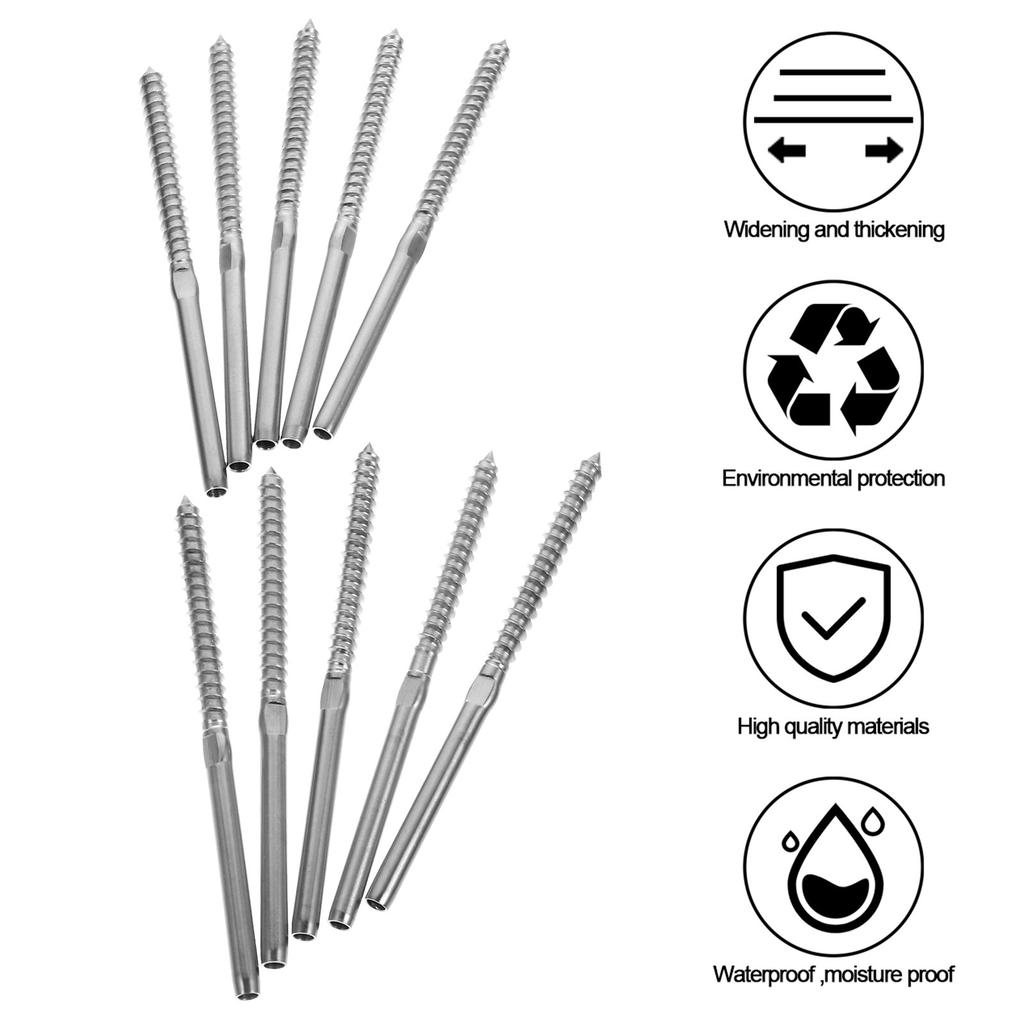 10Pcs Thread Lag Screws Right Left Handed Stainless Steel Screws for Cable Deck Railing Hardware Rustproof Heavy Duty