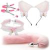 SM Erotic Cosplay Cute Fox Tail Anal Plug Bow-Knot Soft Cat Ears Headbands Collar Couples Accessories Sex Toys For Female Male