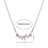 Shiny Pink Bow Heart Zircon Jewelry Set Necklace Bracelet for Women Trendy Y2K Style Accessory Gift for Teens