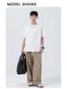 Men's Heavyweight Crew Neck Pure Cotton Patchwork T-shirt - Summer American Style