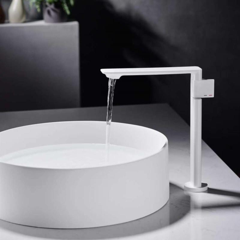 Nouveau Robinet de Lavabo de Salle de Bain Gris Monocommande Eau Chaude et Froide Robinetterie Laiton Mélangeur d'Évier Noir Chrome Gris Robinet