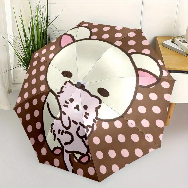 

1pc Bear Holding Another Bear on Polka Dot Background Umbrella with Plastic Handle,Suitable for All Seasons Home Travel Outdoor UmbrellaM897