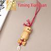 Massivholz Kleine Hundeschnitzerei Handy-Lanyard-Anhänger - Kreativer Tierkreiszeichen Hund Taschenanhänger