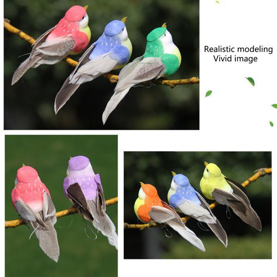 Bird Statue Life-like Home Prop Brightly Colored Adorable Xmas Bonsai Feathered Figurine for Courtyard