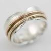 Vintage Hand Carved Wide Women's Ring Minimalist Three Color Metal Geometry Daily Wear Party Jewelry Anniversary Gift