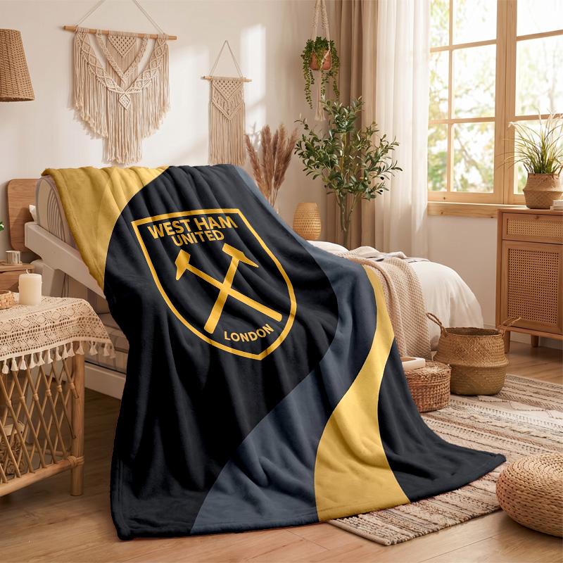 Coperta in Flanella con Stampa West Ham United Calcio Morbida Calda Coperta da Divano Letto per Casa Ufficio Camera da Letto