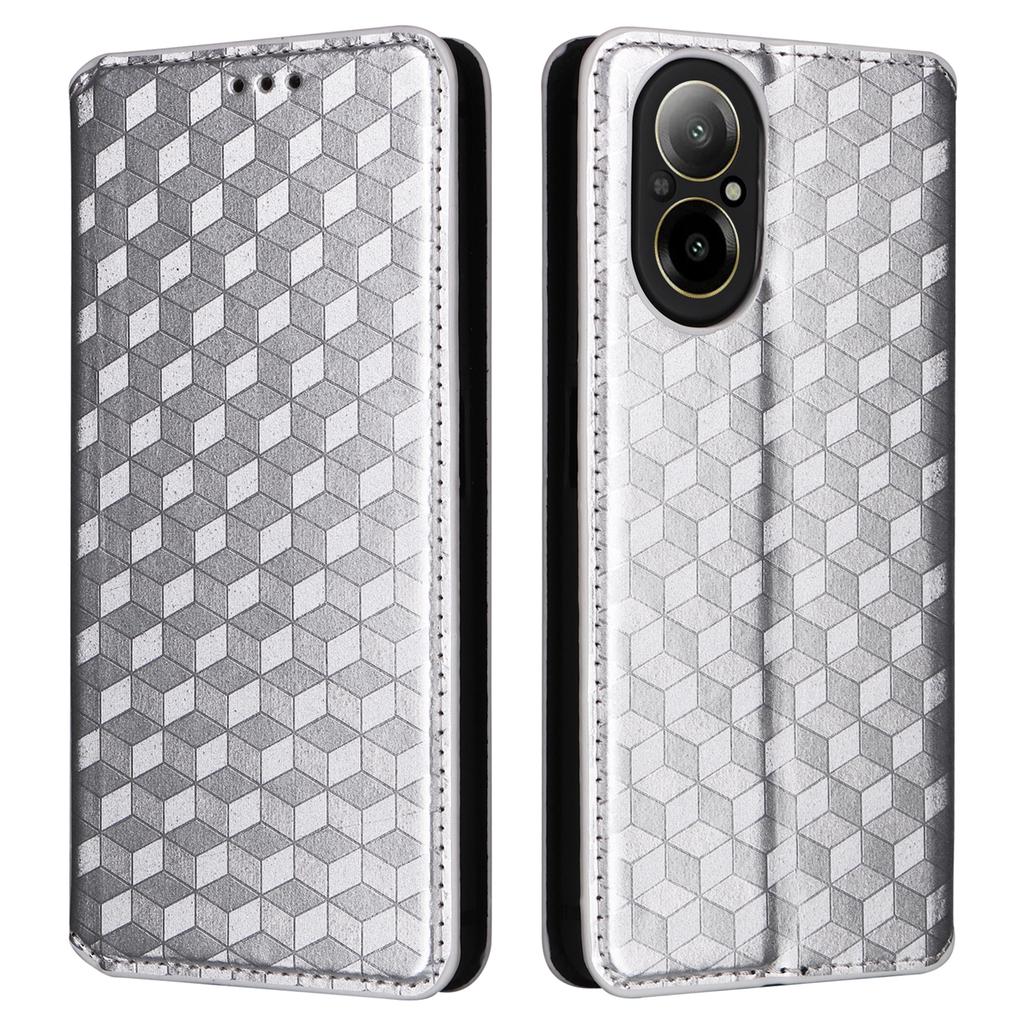 For Realme C67 4G/12 Lite 4G PU Leather Case Flip Wallet Rhombus Imprinted Magnetic Folio Cover