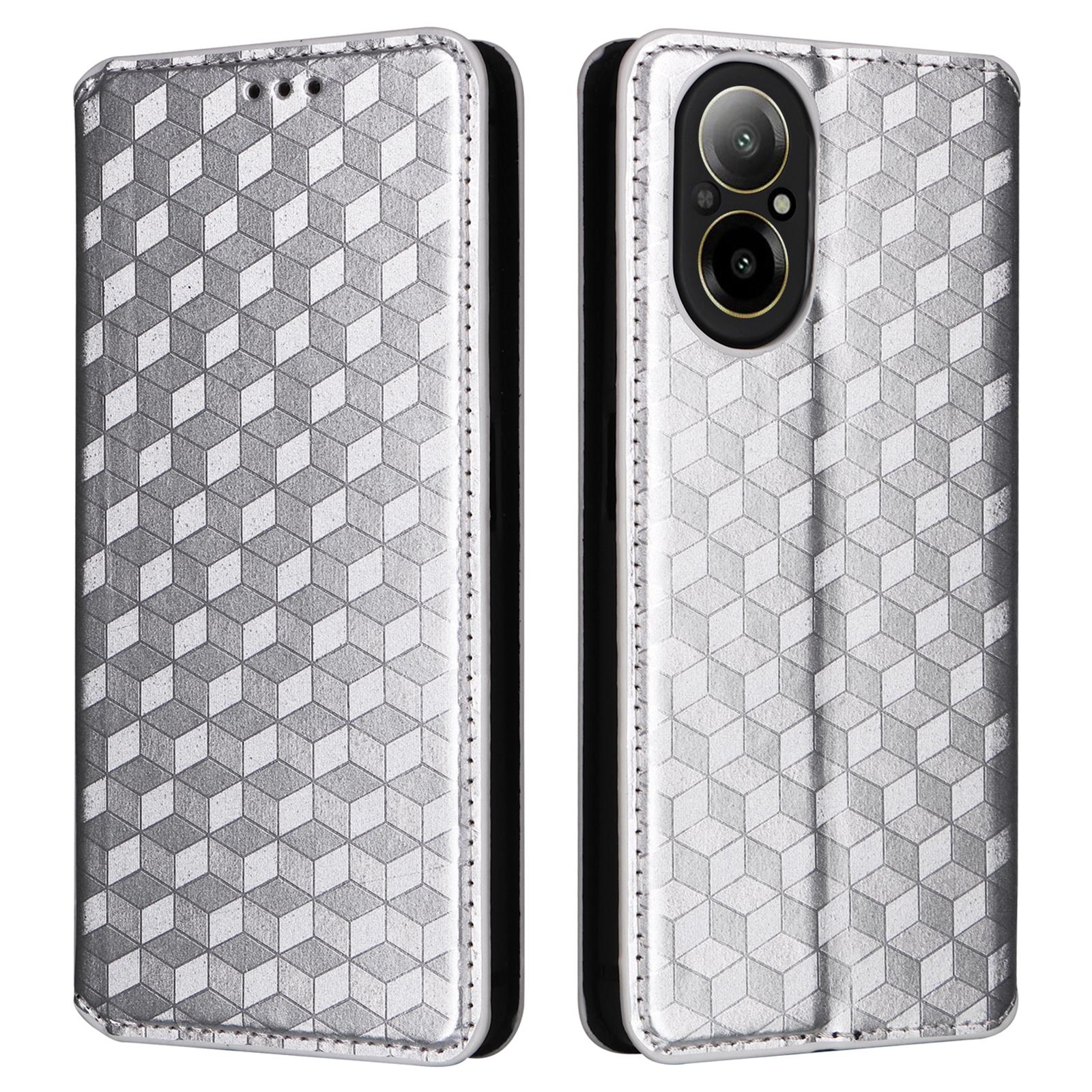 

For Realme C67 4G/12 Lite 4G PU Leather Case Flip Wallet Rhombus Imprinted Magnetic Folio Cover B