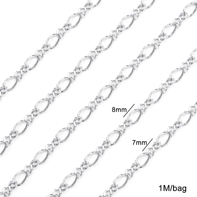

1 м/пакет, ювелирная цепочка из нержавеющей стали, кубинская цепочка, базовая цепочка в стиле панк для DIY, ожерелье, браслет, изготовление ювелирных изделий style 02