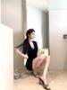 Women's Summer V-Neck Knit Vest Dress – Sexy, Figure-Hugging, Waist-Cinched Short Skirt