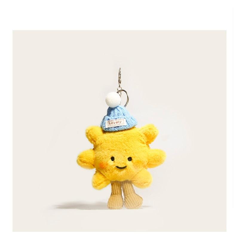 Super roztomilý přívěsek na klíče se slunečnicí, Kreslená plyšová dekorace přívěsku, Plyšová panenka hračka dekorace, Dekorace hračky k narozeninám