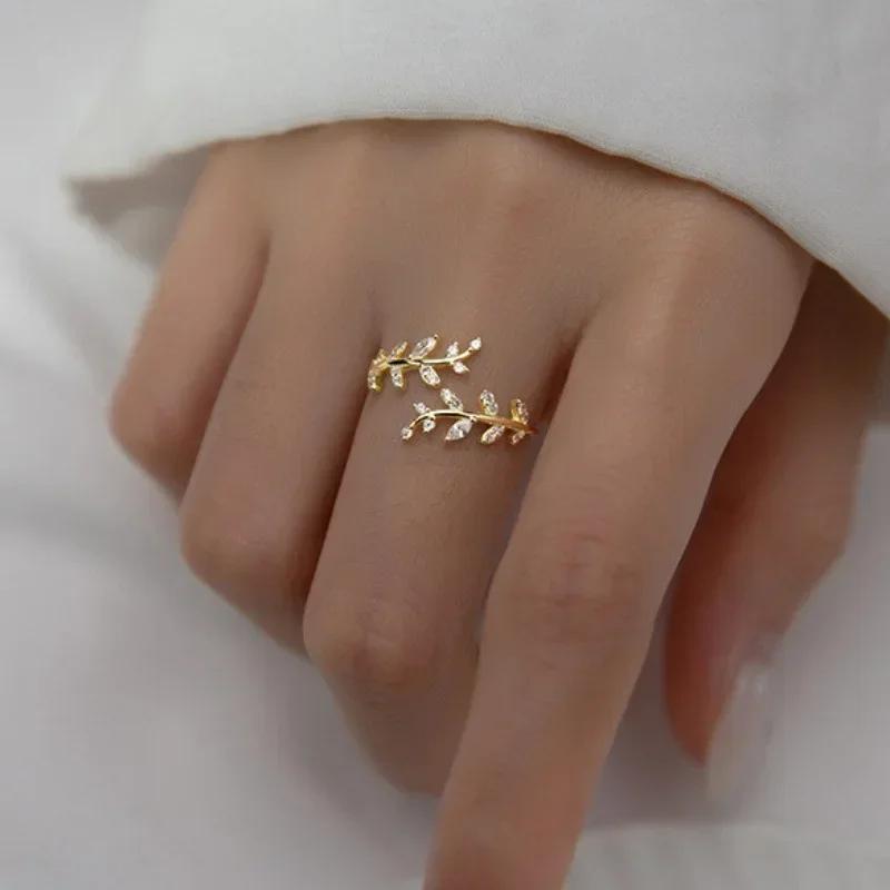 Creative Leaf Branch Shape Rings For Woman Open Adjustable Ring Finger Luxury Wedding Party GirlS Jewelry Anillos