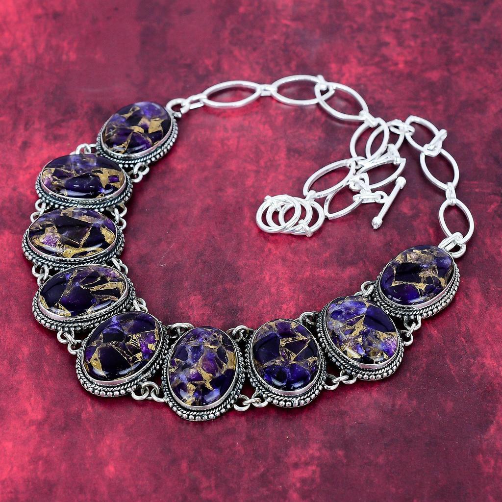 Copper Amethyst Handmade Gemstone Necklace, 925 Solid Sterling Silver Necklace Antique Jewelry, For Thanksgiving