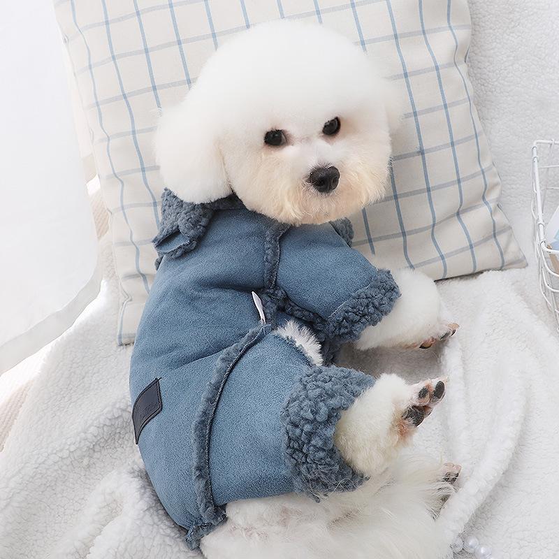 Dog Warm Deerskin Coat Clothes Velvet Fleece Thickened Padded Coat Teddy Bichon Schnauzer Pet Fourlegged Clothes Waistcoat