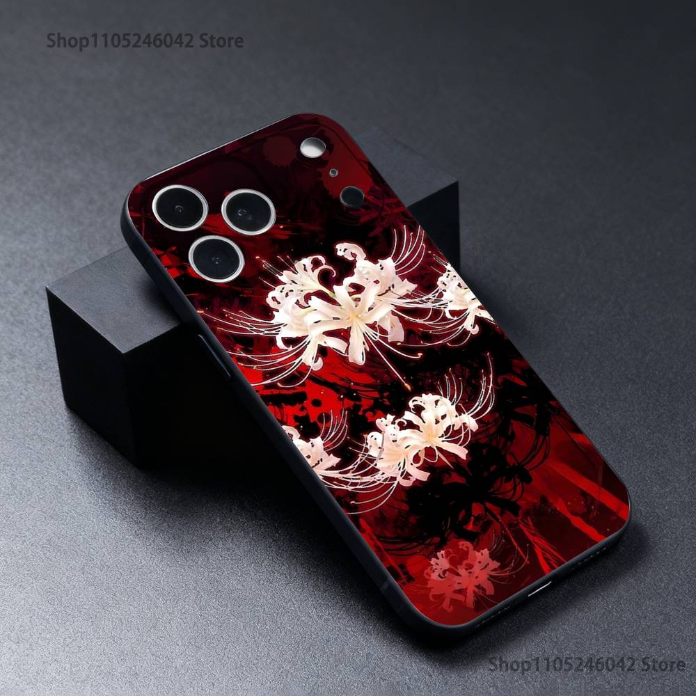 Ghoul Rote Spinnenlilie Tokio Verschleißfeste Handyhülle Für iPhone 17,16,15,14,13,12,11,Pro,XS,Max,XR,Plus,E,SE4 Schwarze Weiche Hülle