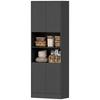 170 cm Tall Kitchen Cupboard Soft-Close Hinges Black Wood Effect