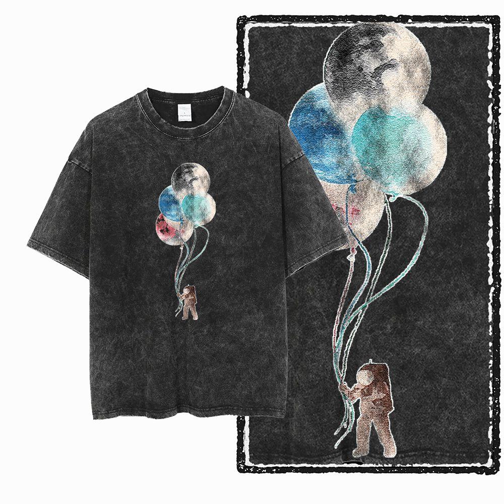 G39 Exclusive Cool 100% Cotton Astronaut Men's T-shirt | Acid Washed Streetwear Big Size Vintage O-neck Men's Tee Tshirt
