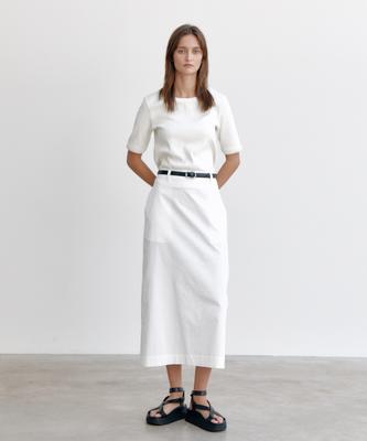 Okuka Straight Cotton Skirt, White